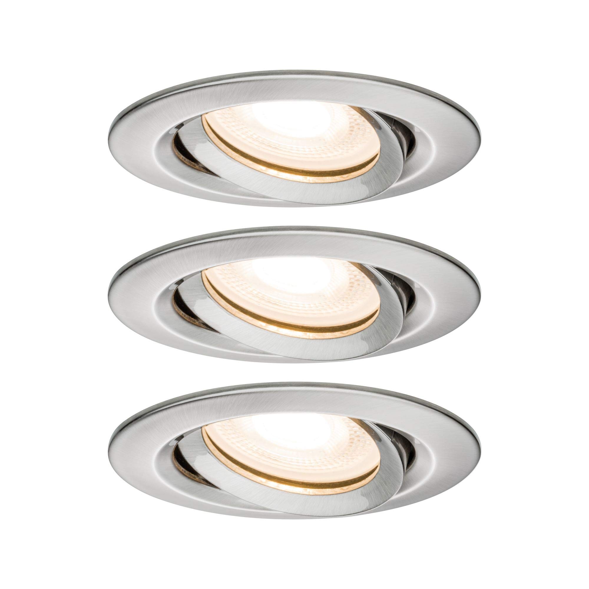 Paulmann Nova 92900 LED Recessed Spotlight Round IP65 7W Set of 3 Including GU10 Bulbs Pivotable Recessed Light Aluminium 7 W Brushed