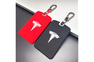 TANDRIVE 2PCS Silicone Key Card Holder Case Compatible with Tesla Model 3 and Model Y，Key Protector Cover Accessories Including Key Chain, Black and Red