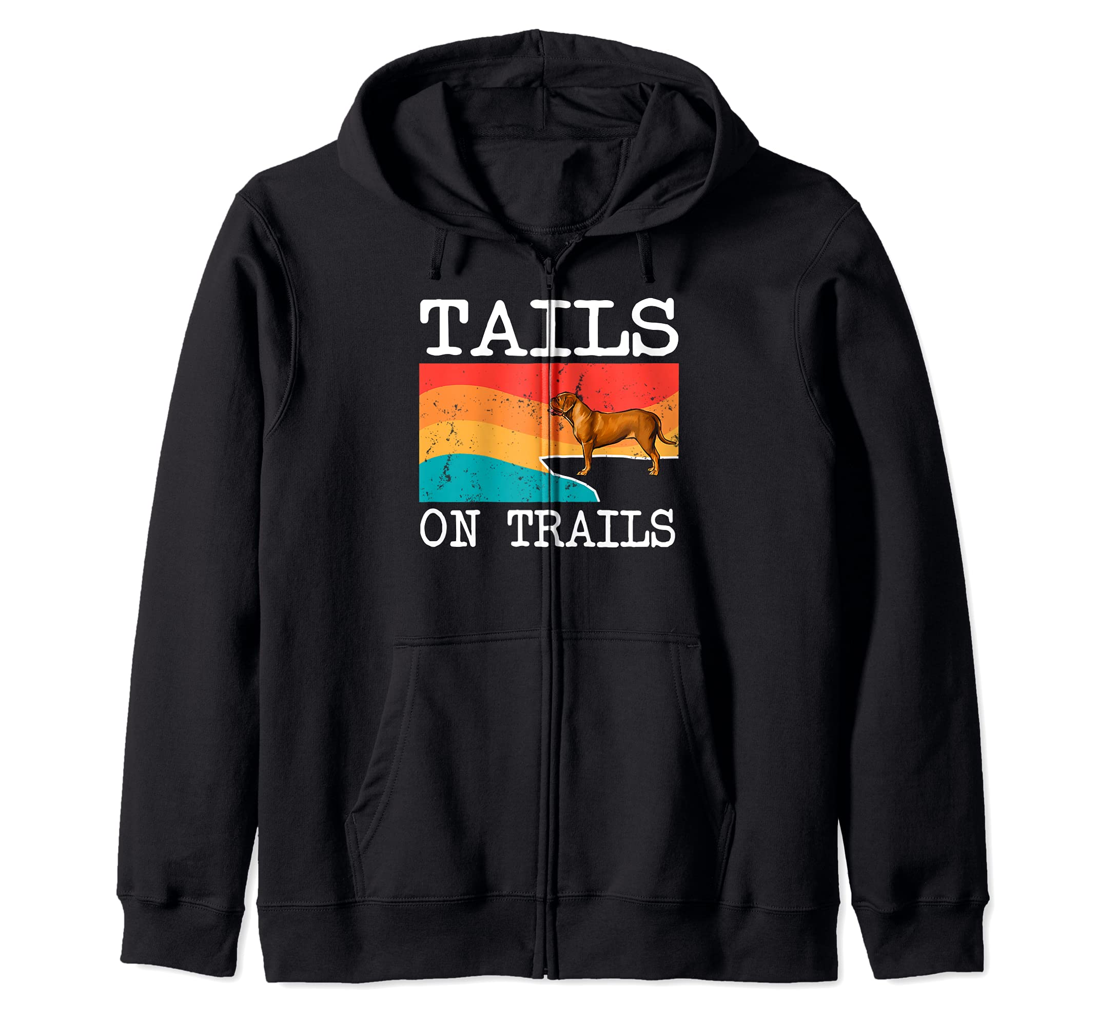 Tails On Trails Dogues de Bordeaux Dog Funny Hiking Zip Hoodie