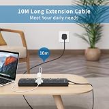 PARTH 10m Surge Protected Extension Lead 5 Way UK Plug 13A 3250W Black view 5