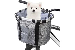 Doorslay Bike Basket Bicycle Handlebar Basket Bicycle Basket Bike Baskets for Adults Front Dog Bike Basket Quick Release Easy