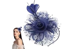 SHIFANQI Fascinators Hats for Women, Tea Party Headband Fascinator with Feather & Clip for Cocktail, Bridal Wedding, Church