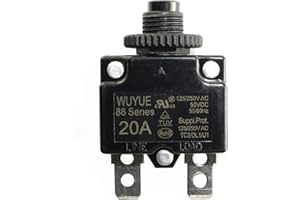 RuiLing 1-Pack Thermal Switch Circuit Breaker Overload Protector 20A Mini Size Push Reset Button Switch