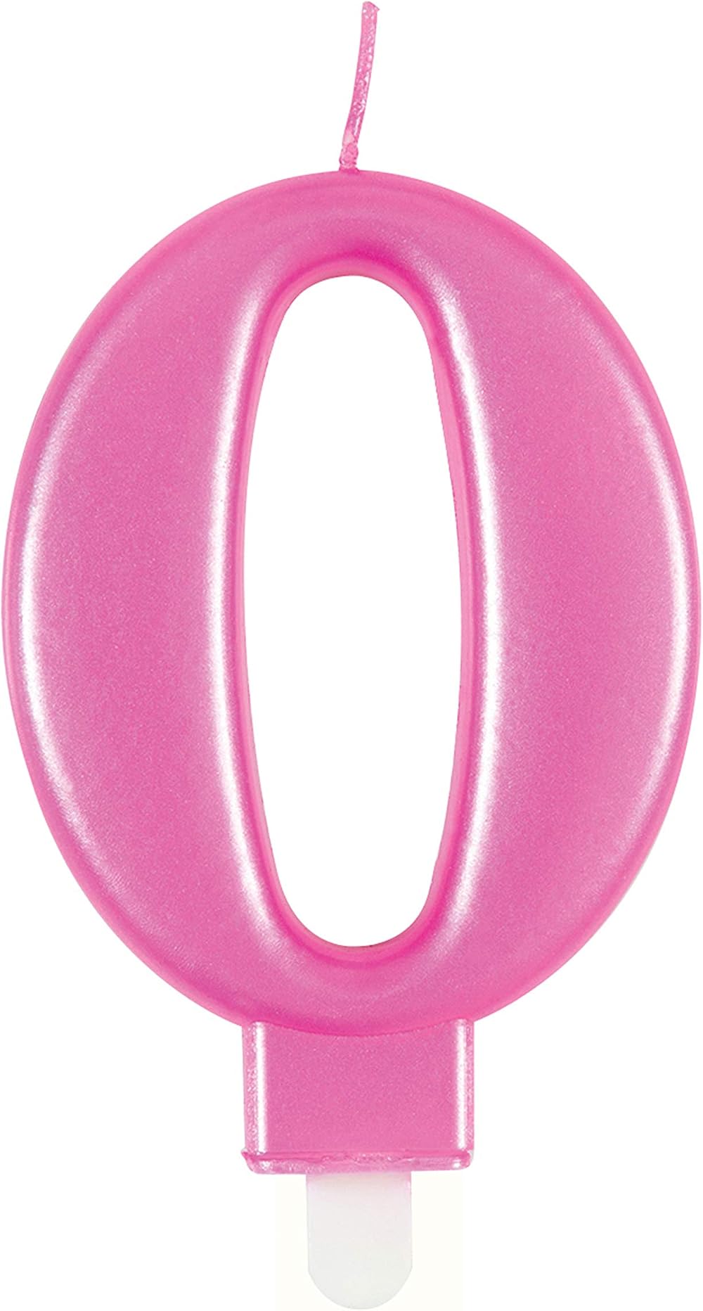 Unique Dazzling Metallic Pink Number 0 Birthday Candle - 1 Pc