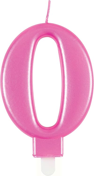 Unique Dazzling Metallic Pink Number 0 Birthday Candle - 1 Pc