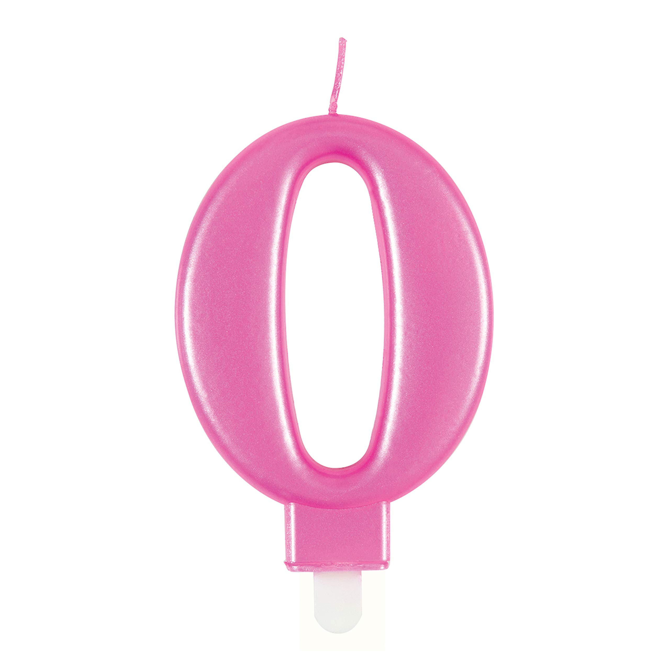 Dazzling Metallic Pink Number 0 Birthday Candle - Perfect Cake Topper for Unforgettable Milestones - 1 Pc