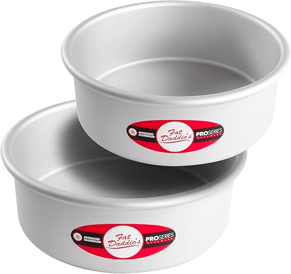 Fat Daddio's Anodized Aluminum Round Cake Pans, 2 Piece Set, 8 x 3 Inch