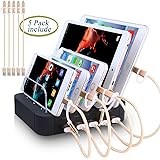 Charging Station 5 Port Usb Charger Quick Charge Charging Dock, Cell Phone Charger Multi Port Usb Desktop Charging Station for Multiple Devices, Multi Device Charging Station for iphone, ipad, Tablet
