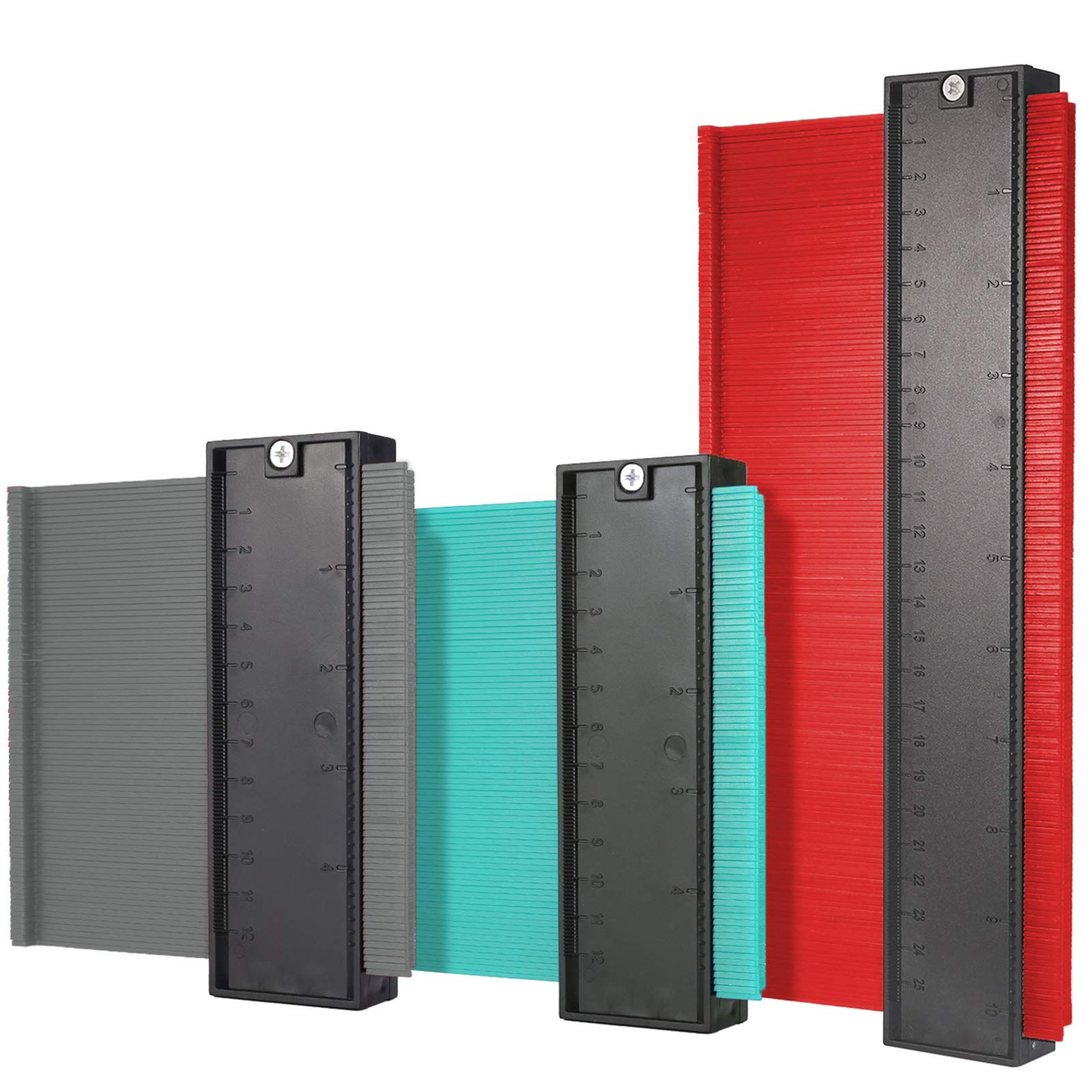 KEGOUU Contour Gauge Duplicator 10 Inch 5 Inch 3 Pack Kit Irregular Profile Gauge Shape Precisely Copy Tool Multi Plastic Measure Ruler Making Gauge Handy Tool for Men Tiling,Woodworking Cutting