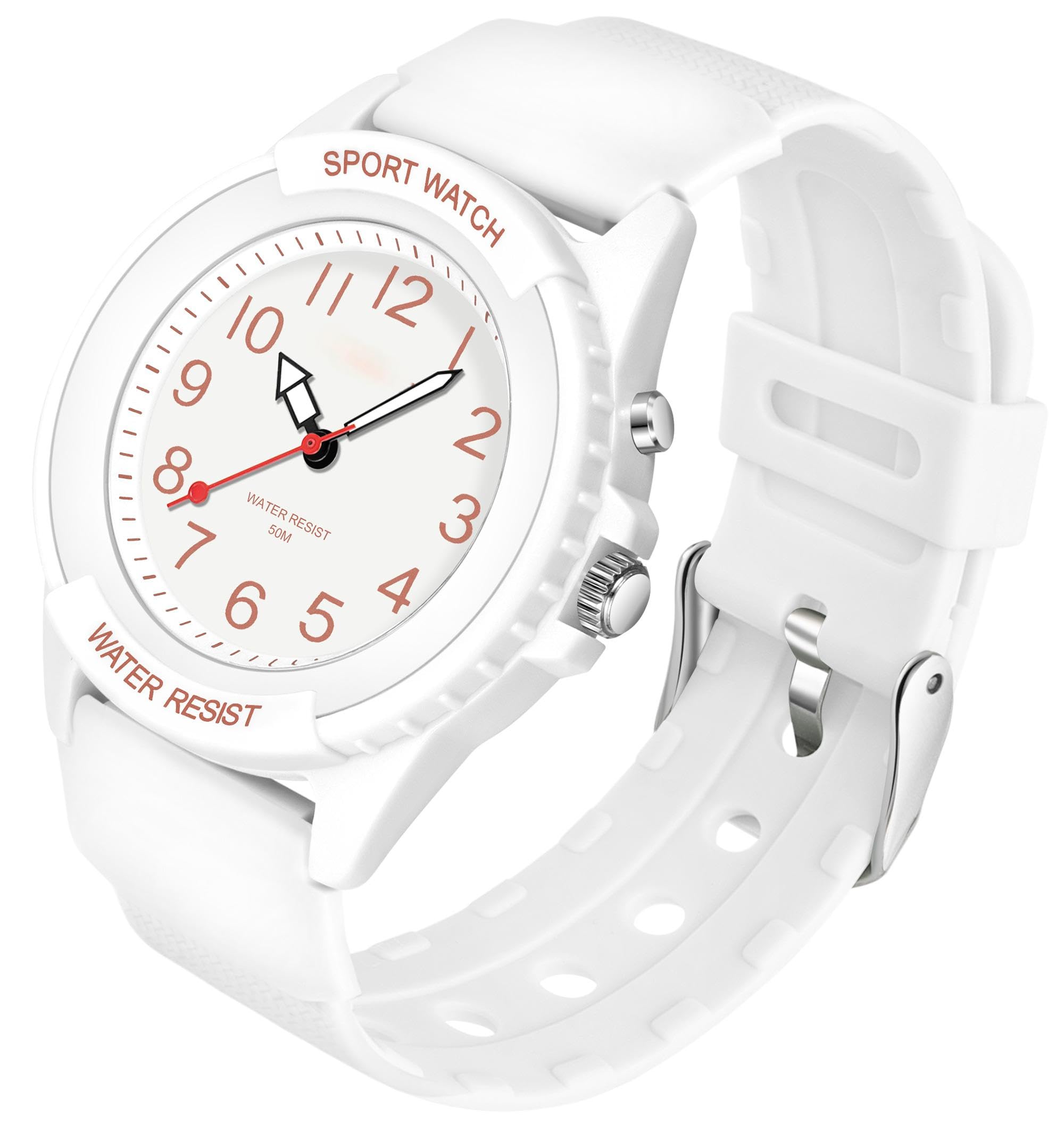 findtime Women's Analogue Quartz Watch Waterproof Arabic Numerals Easy Read Minimalist Nurse Watches for Ladies Girls Luminous Casual Design Colorful TPU Strap Womens