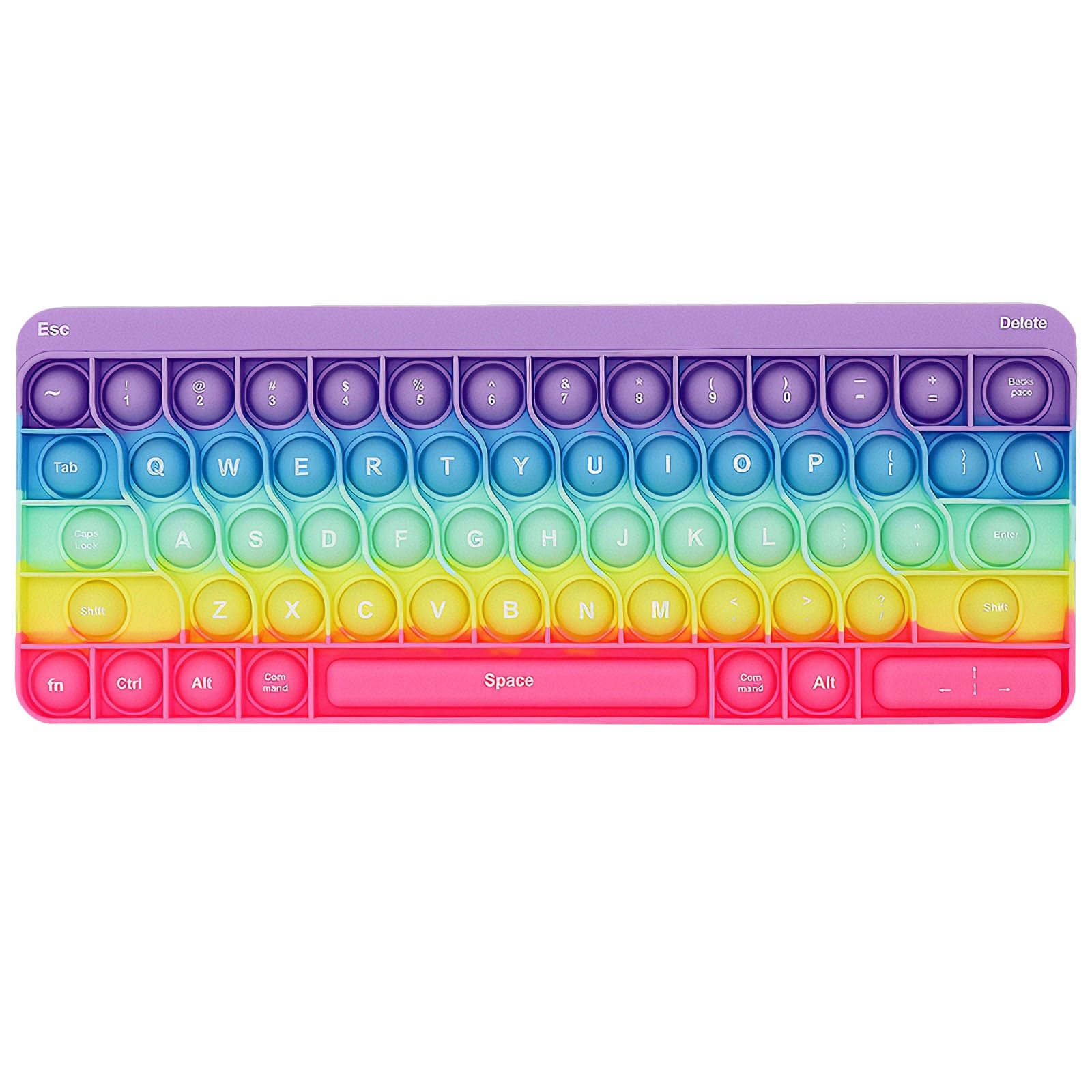 Pop Keyboard Fidget Toy - Silicone Push Bubble Sensory Toys for Kids and Adults Rainbow Stress & Anxiety Relief Toy Squeeze Toddler Toy for Fun/Learning/Relaxation (Style A)