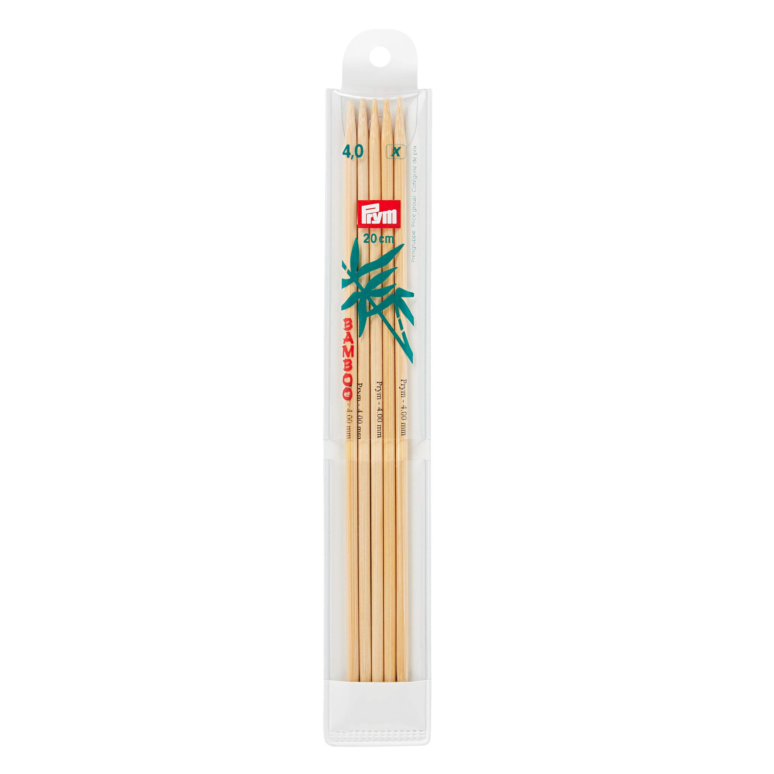 Prym 20 cm x 4 mm Double Pointed Glove Knitting Pins, Bamboo