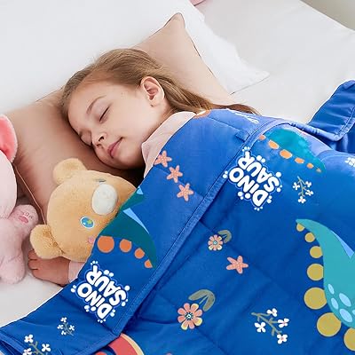 HOSUKKO Weighted Blanket - 10 lbs Blue Dinosaur Heavy Blanket - Breathable Blanket(41 * 60 inches, 10 lbs)