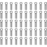 HARFINGTON 50pcs Cord End Cap 1.5mm ID Stainless Steel Barrel End Caps for DIY Bracelets Necklaces Tassels, Silver Tone