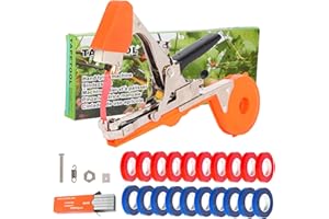 UCCOSSO Plant Tying Machine to Tie Up Vine Quickly with 20 Rolls of Tapes+10000pcs Staples for Gardeners Farmers Gardening Tying Tool(Orange)