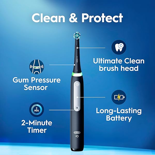 ORAL-B IO DEEP CLEAN RECHARGEABLE ELECTRIC TOOTHBRUSH, BLACK, IO SERIES 3 LIMITED, 2 BRUSH HEADS, TRAVEL CASE, PRESSURE SENSOR, 3 CLEANING SETTINGS