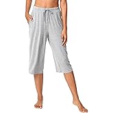 WiWi Bamboo Viscose Capri Pants for Women Wide Leg Pajama Super Soft Knit Lounge Sleep Cooling Pj Bottoms S-XXL