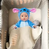 Carreuty Blue 14-17 Inch Doll Clothes Overalls 3-Piece Set with Hanger Socks view 6