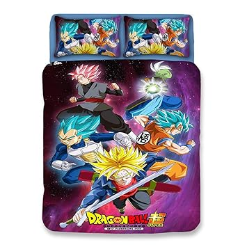 CXDM 3D Cartoon Dragon Ball Goku Super Saiyan Bettwäsche DREI Stücke Set Kinder Heimtextilien übergroßen bequemen weichen Kei