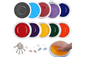 10Pcs Ink Pads for Kids Washable Non Toxic 7 Inch Large Round Stamp Pads for Finger Painting Rubber Stamps, Ink for Kids, for