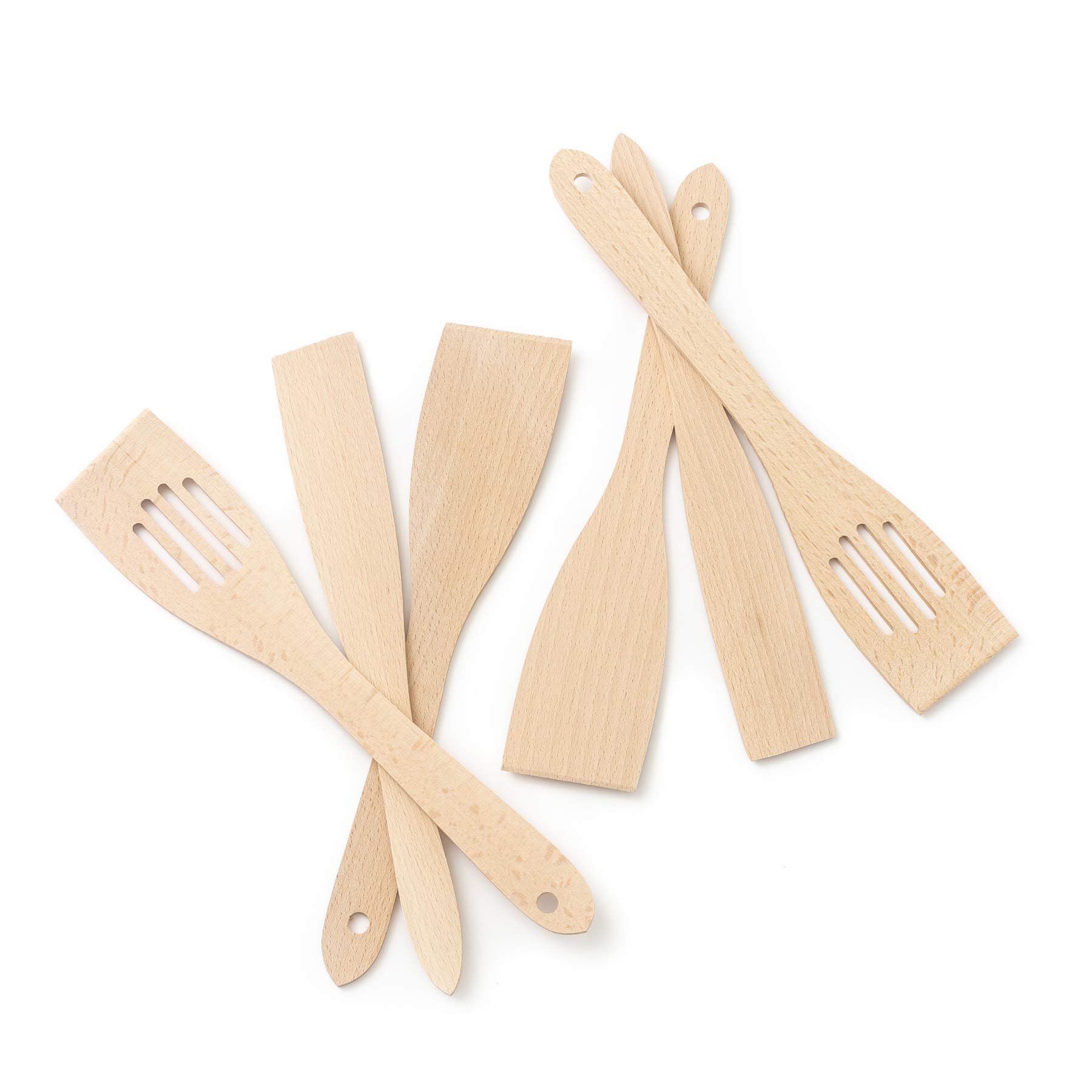 Tuuli Kitchen 6 Piece Wooden Spatula Kitchen Utensil Set (6x Spatulas 30 cm lenght)