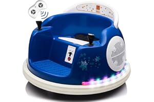 u URideon Ride On Bumper car for Kids, 6V Electric Vehicle Ride on Toys with Remote Control, Music,Colorful Flashing Lights,Battery Powered (Navy Blue)