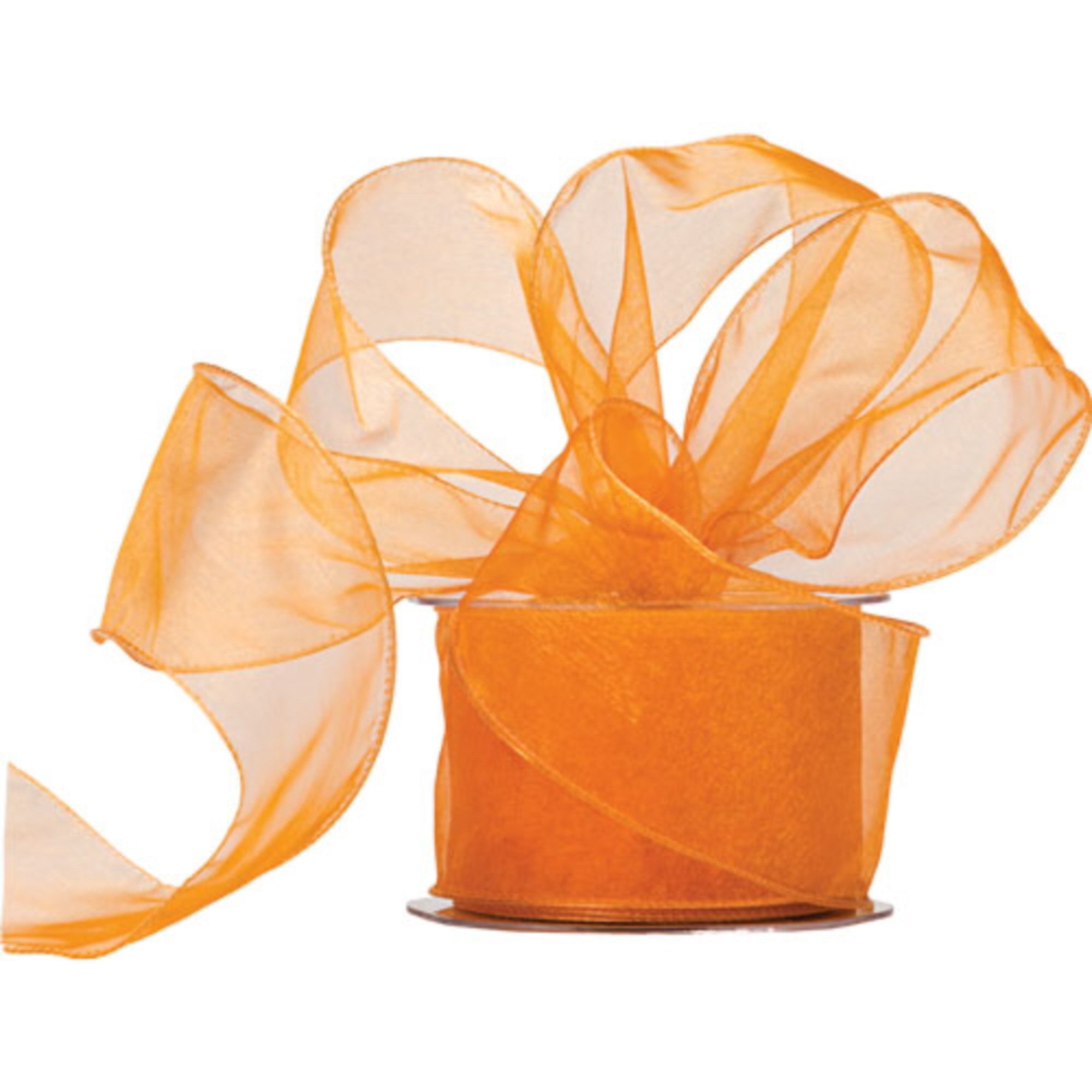 Truly Madly Deeply Orange 60mm Wide x 20 Metre Long Reel of Wired Organza Ribbon. Great for Birthday Decoration, Gift wrap, Christmas Ribbon, Wreath Making Supplies, DIY Crafting