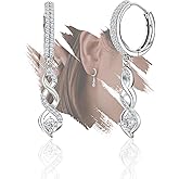Infinity Drop Dangle Earrings for Women - Sterling Silver Cubic Zirconia Hoop Dangling Earrings Hypoallergenic Lightweight Sparkling CZ Hanging Long Earring Gifts for Her Mom Wife Sister
