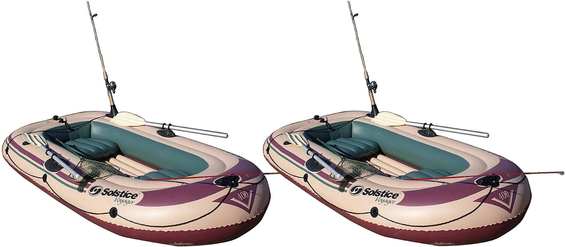 Solstice Swimline Voyager Inflatable 4 Person Fishing Leisure Boat Raft (2 Pack)