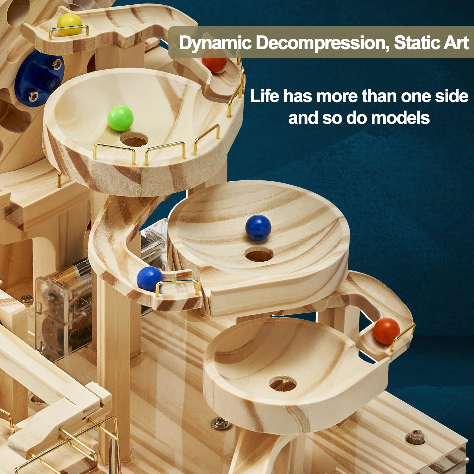 Tucraew Wooden Marble Run Electric Motorized, Electric Model Kit Marble Run Brain Teaser Wooden Puzzles Building Toy, 3D Wooden Puzzles for Adults and Kids to Build