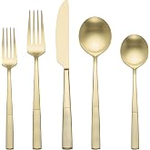 Lenox Modulus Champagne Satin 20-Piece Silverware Set for 4, Flatware | satin finish, dishwasher safe | includes knives, forks, and spoons | heavy duty, cutlery set for kitchen and dining, utensils