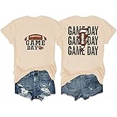 Women Game Day Shirts Football Lightning Graphic T-Shirts Gameday Outfits American Football Mom Sports Season Tee Top