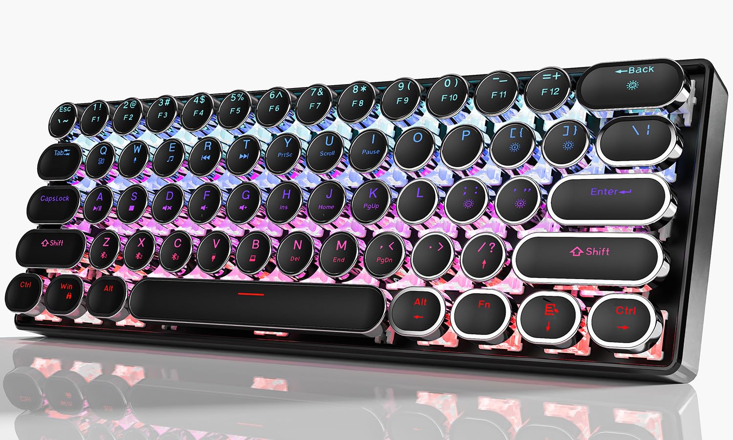 Photo 1 of EWEADN G61 Typewriter Keyboard Wireless Mechanical Keyboard, 60% Mini Typewriter Keyboard with Rainbow Backlit, Anti-Ghosting, Red Switch Bluetooth/2.4GHz/USB-C Cute Aesthetic Keyboard-Black