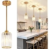 ZSMIHDOH 3 Pack Pendant Lights Kitchen Island, Modern Gold Crystal Pendant Light Fixtures Over Island, Mini Chandelier Hangin
