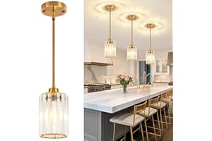ZSMIHDOH 3 Pack Pendant Lights Kitchen Island, Modern Gold Crystal Pendant Light Fixtures, Mini Chandelier Haning Pendant Lights for Kitchen Hallway Dining Room Bedroom