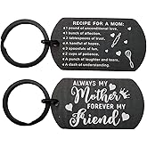 DGXMD Gifts for Mom - Engraved Metal Mom Birthday Keychain - Mom's Birthday Mother's Day Christmas Key Chain Gift from Daughter Son