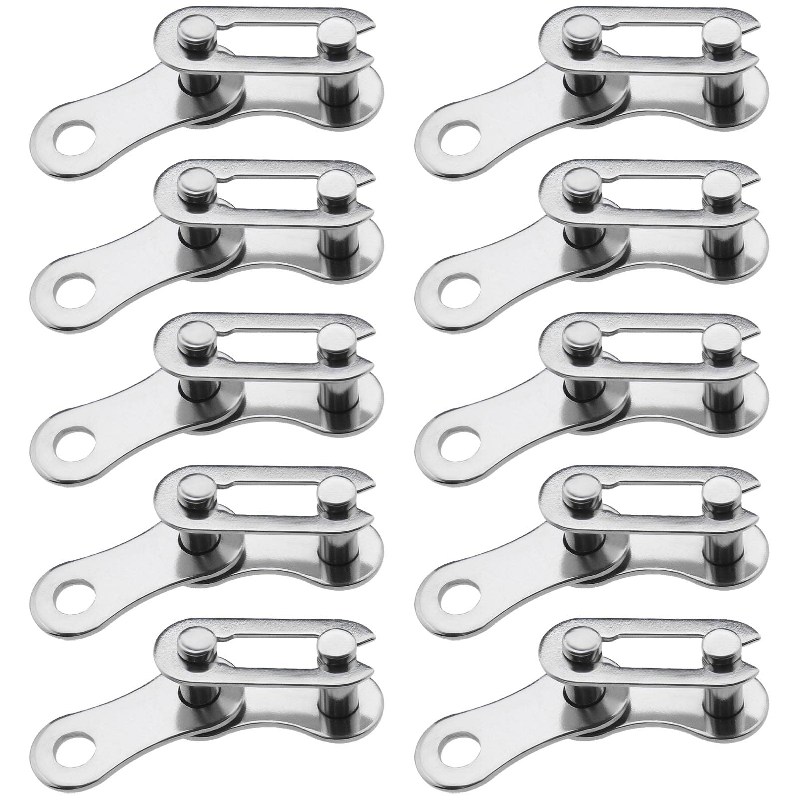 eMagTech 10 Pairs Single Speed Removable Quick Split Chain Link Bicycle Chain Connector Missing Link Jointing Link for Single Speed Chain Carbon Steel