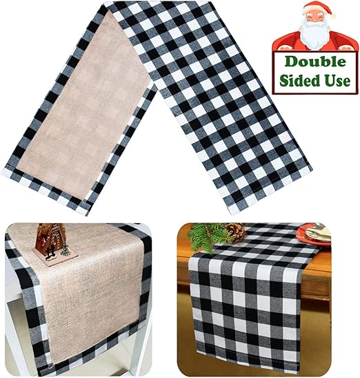 Amazon Com Senneny Christmas Table Runner Burlap Cotton Black