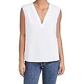 Vince Womens Rib Trim Double V-Neck Shell