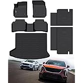 Icyhaws for Cadillac XT4 Floor Mats 2019-2024 2025 with Trunk Mat Backrest Mats, All Weather Waterproof TPE Rubber Anti-Slip Car Mats Floor Liners Cargo Liner Full Set for Xt4 Accessories