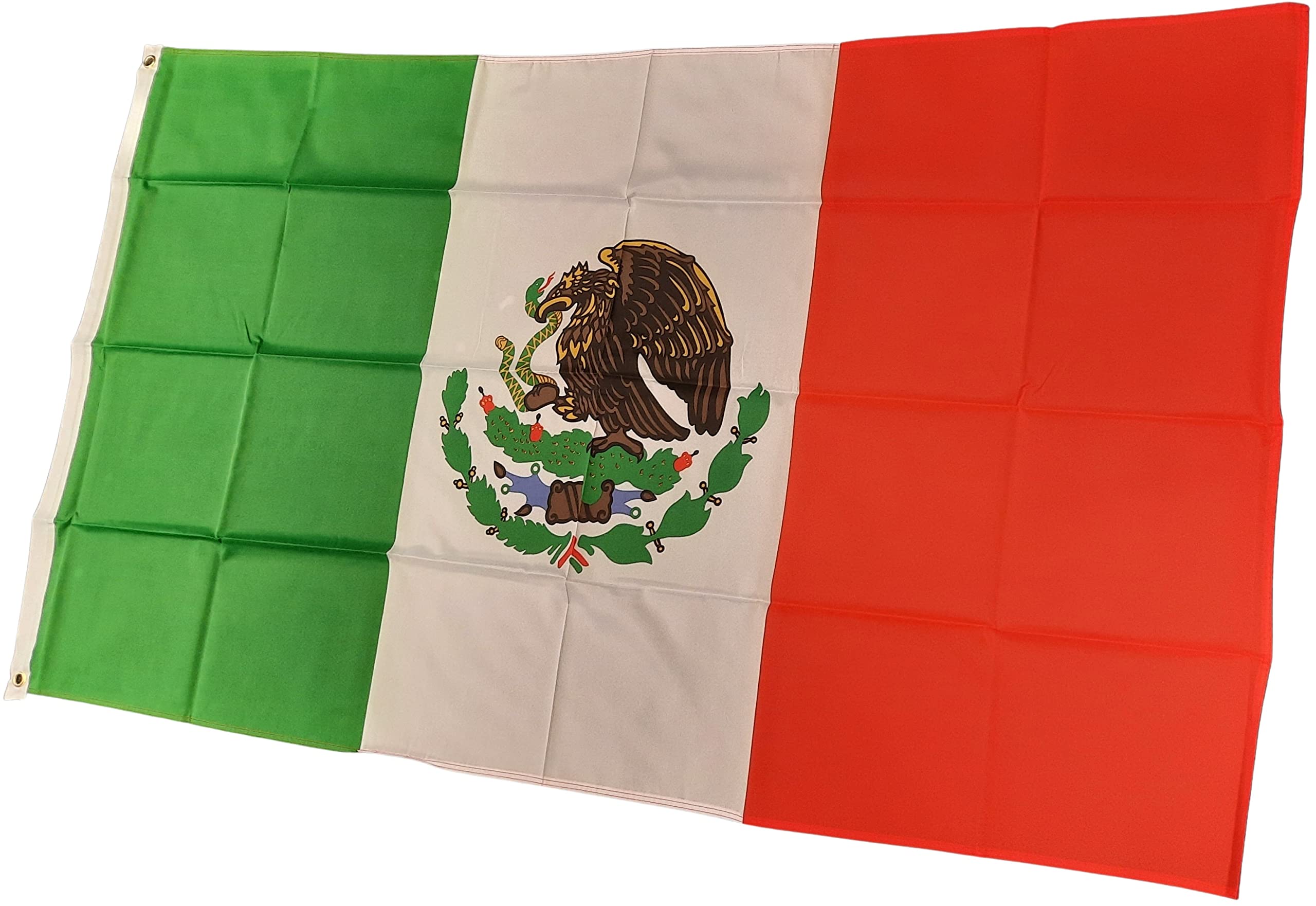 NWFlags Mexico Flag 5ft x 3ft 75d Premium Polyester Suitable For Flagpoles | Strong Polyester 5x3 foot material large Mexican flag with 2 metal Eyelets