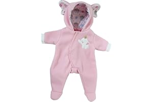 JC Toys | Berenguer Boutique | Baby Doll Outfit | Pink Elephant Themed Hooded Onesie | Ages 2+ | Fits Dolls 14"- 16"