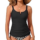Dipinon Tankini Tops for Women Swimwear Top Only Tummy Control Bathing Suit Top No Bottom (Available in Plus)