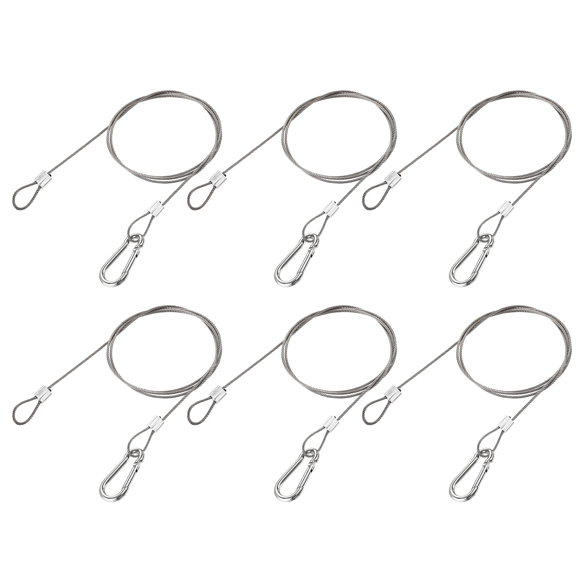 sourcing map Picture Hanging Wire Kit, 6Set 1M Loop and Hook Hanging Wire for Home Picture Art Gallery Picture Display Kit, Load 66 Lbs