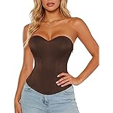 Scarlet Darkness Women's Strapless Corset Top Fishboned Bustier for Parties | Sweetheart neckline, flexible boning, hourglass silhouette, waist-cinching fit, sleek fabric, side zipper, night out