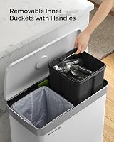 SONGMICS 2x30L Stainless Steel Pedal Bin with 15 Bags White LTB202W01 view 5