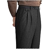 Mens Pants Tweed Herringbone Vintage Dress Pant Trousers Regular Fit Suit Pants for Men