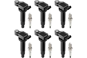 BDFHYK Ignition Coil Pack UF267 and Iridium Spark Plugs 4504 PK20TT Compatible with Lexus ES300 RX300 RX330 RX400 Toyota Avalon Camry Highlander Sienna Solara 3.0L 3.3L V6, Sets of 6