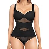 Nebility Shapewear Bodysuit for Women Tummy Control Waist Trainer Backless Body Shaper V-Neck with Built in Bra