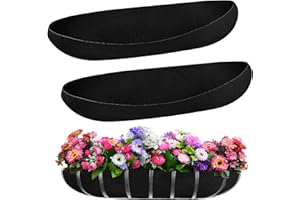 FANTANG 2PCS 36 Inch Window Box Liner Fabric Planter Basket Liner Trough Planter Insert Liner Black Hanging Flower Basket Liners Non-Woven Felt Plant Liner for Planters Fence Garden - Avoid Bird Nesting